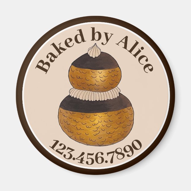 Bakery Pastry Chef Patisserie Religieuse Choux Bun Magnet (Front)