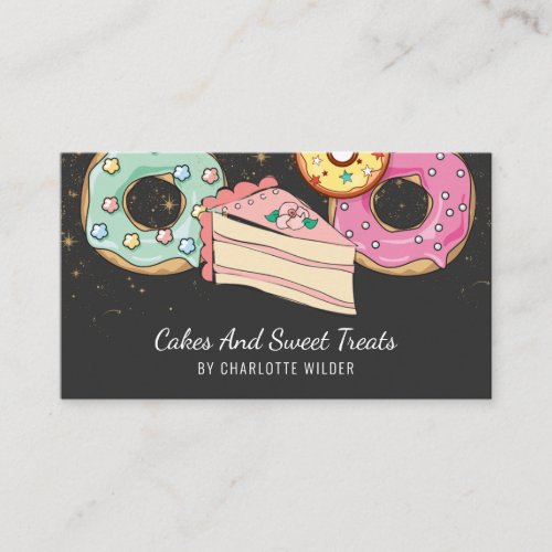 Bakery Pastry Chef  Pink Blue BlackBusiness Card