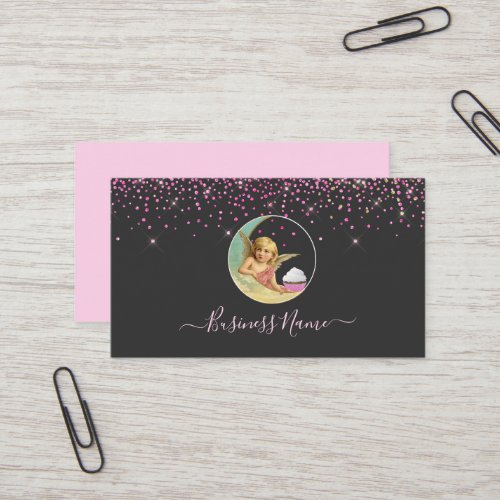 Bakery Pastry Chef Pink Glitter Business Card