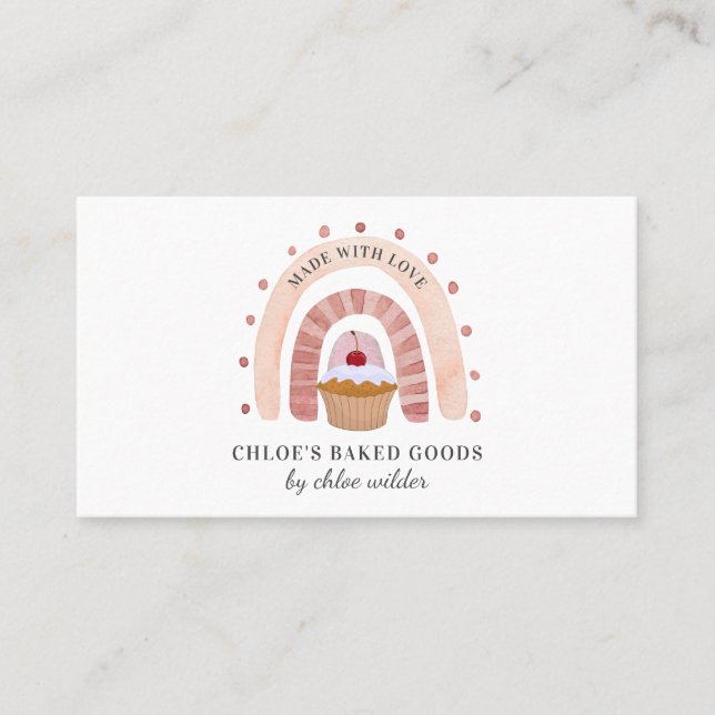 Bakery Pastry Chef Rainbow Cupcake Business Cards (Front)
