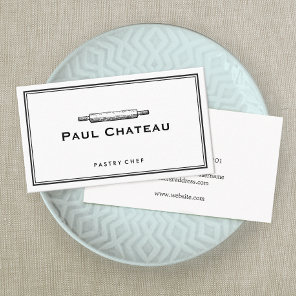 Bakery Pastry Chef Rolling Pin Baker Logo White Business Card