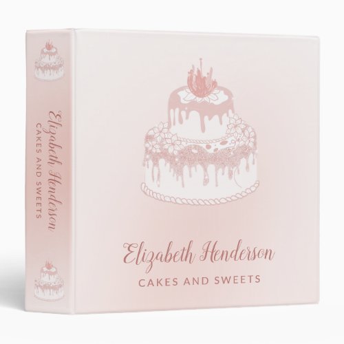 Bakery Pastry Chef Rose Gold Drips Cake Recipe 3 Ring Binder
