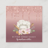 Wedding Cake Glitter Drip Rose Gold Bakery Business Card