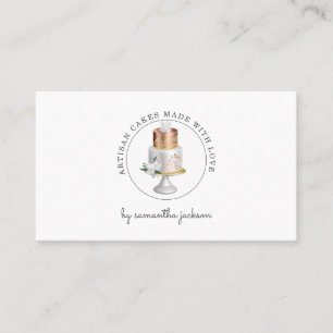 Bakery Pastry Chef Rose Gold White Cake Business Card