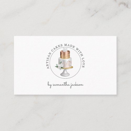Bakery Pastry Chef Rose Gold White Cake  Business Card