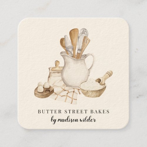 Bakery Pastry Chef Square Business Card