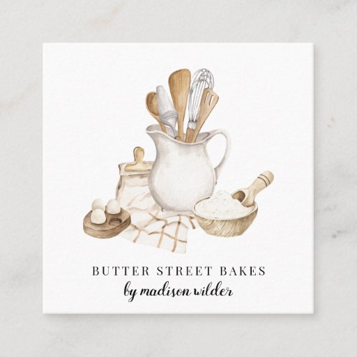 Customizable Bakery Pastry Chef Square Business Card