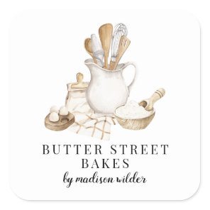 Bakery Pastry Chef Square Sticker