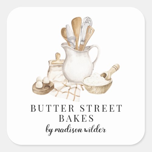 Bakery Pastry Chef Square Sticker