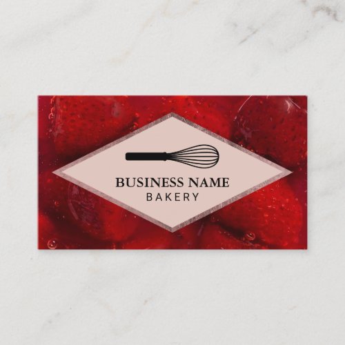 Bakery Pastry Chef Sweet Strawberry Rose Gold Business Card