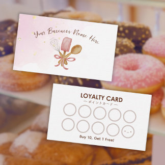 Bakery Pastry Chef Utensil Cute Pink Loyalty Card