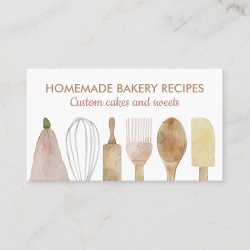 Bakery pastry chef utensils elegant simple clean business card