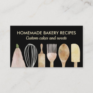 Bakery pastry chef utensils elegant simple modern business card