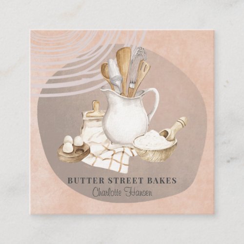 Bakery Pastry Chef Utensils Ingredients  Square Bu Square Business Card