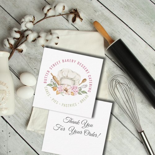 Bakery Pastry Chef Utensils Watercolor Thank You Note Card