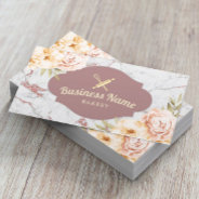 Bakery Pastry Chef Vintage Floral Trendy Marble Business Card at Zazzle