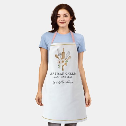 Bakery Pastry Chef Watercolor Bakers Tools Apron