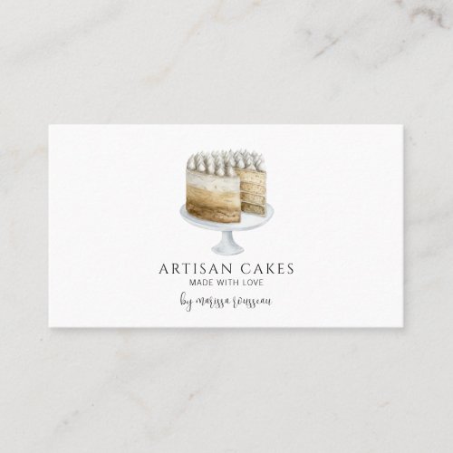 Bakery Pastry Chef Watercolor Baking Pink Cake Business Card