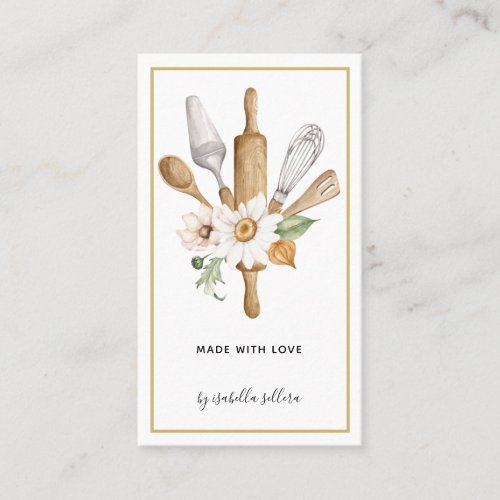 Bakery Pastry Chef Watercolor Baking Tools Utensil Business Card