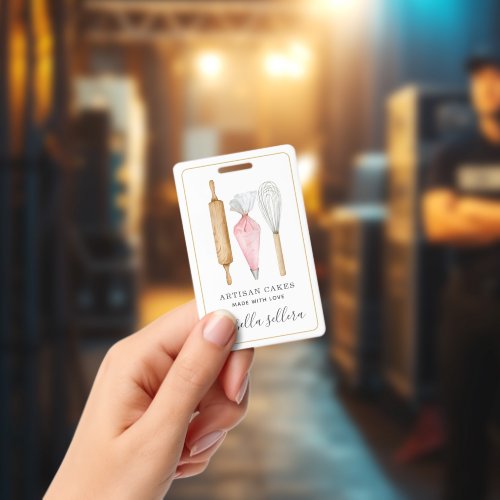 Bakery Pastry Chef Watercolor Baking Utensils Badge