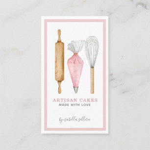 Bakery Pastry Chef Watercolor Baking Utensils Business Card