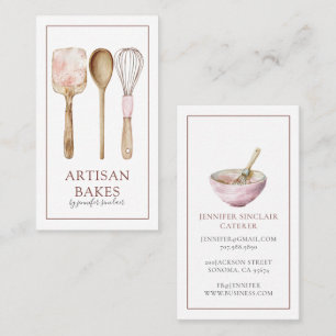Bakery Pastry Chef Watercolor Baking Utensils Business Card