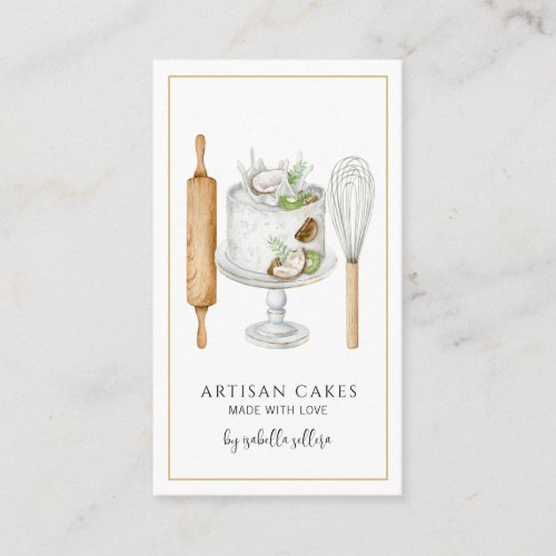 Bakery Pastry Chef Watercolor Baking Utensils Cake Business Card