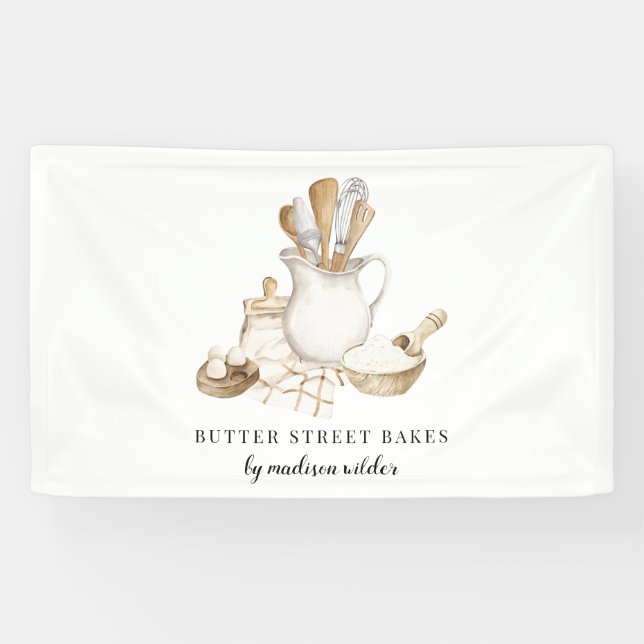 Bakery Pastry Chef  Watercolor Banner (Horizontal)