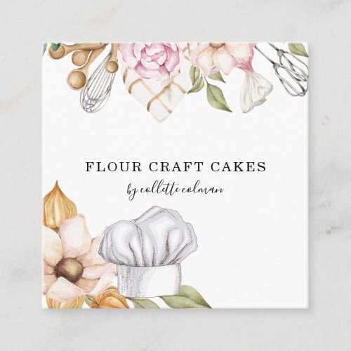 Bakery Pastry Chef Watercolor Business Card