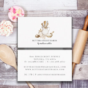 Bakery Pastry Chef  Watercolor Business Card