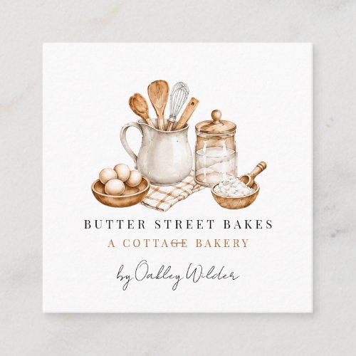 Bakery Pastry Chef Watercolor Business Card