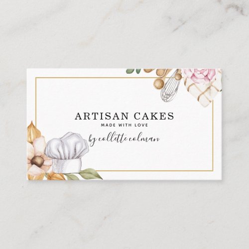 Bakery Pastry Chef Watercolor Business Card