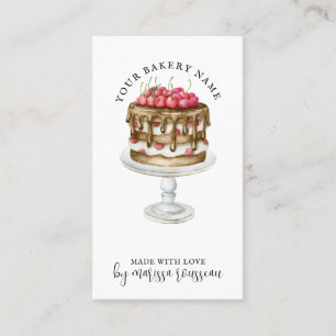 Bakery Pastry Chef Watercolor Cake Dessert Business Card