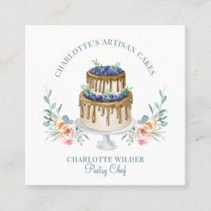 Bakery Pastry Chef Watercolor Cake Square Business Card