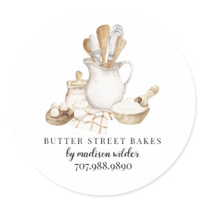 Bakery Pastry Chef  Watercolor Classic Round Sticker