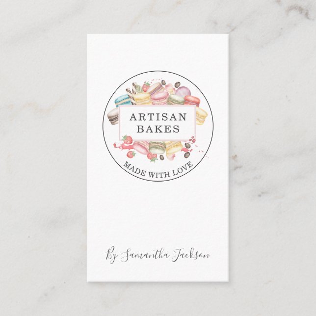 Bakery Pastry Chef Watercolor Desserts Business Card (Front)