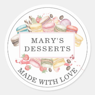 Bakery Pastry Chef Watercolor Desserts Classic Ro Round Sticker