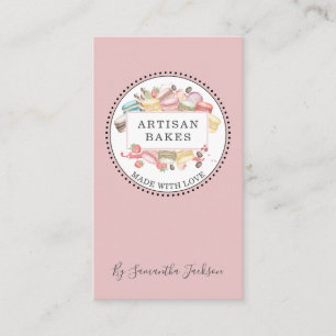 Bakery Pastry Chef Watercolor Desserts Pink Business Card
