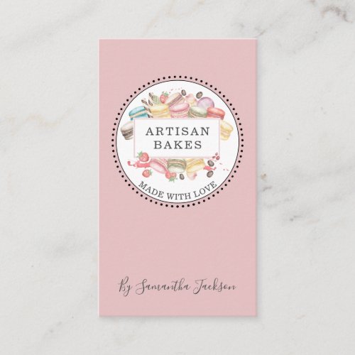 Bakery Pastry Chef Watercolor Desserts Pink Business Card