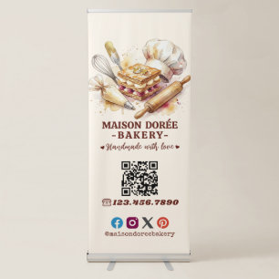 Bakery Pastry Chef Watercolor Gold Baking Catering Retractable Banner