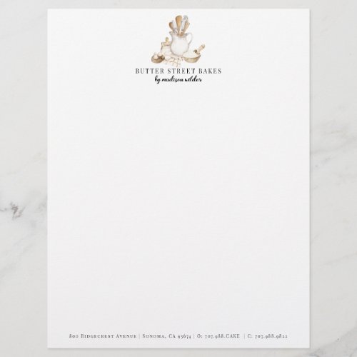 Bakery Pastry Chef  Watercolor Letterhead