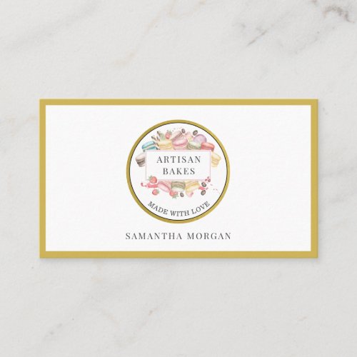 Bakery Pastry Chef Watercolor Pink Gold Desserts  Business Card