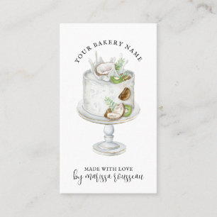 Bakery Pastry Chef Watercolor White Cake Dessert Business Card