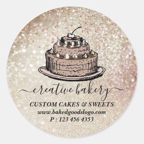 Bakery Pastry chocolate Cake on plate Decorations Classic Round Sticker