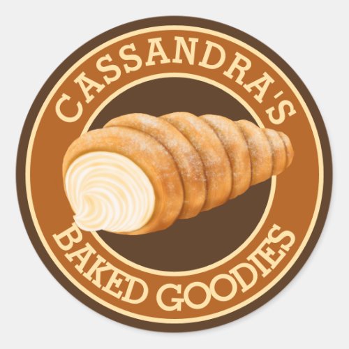 Bakery Pastry Cream Horn Bread Bakerâs Logo Classic Round Sticker