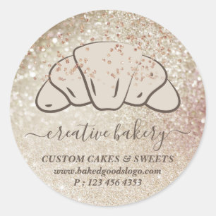 Bakery Pastry glitter sparkle croissant cookies Classic Round Sticker