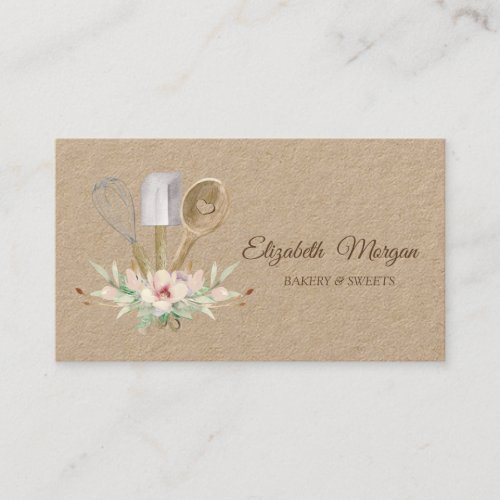 Bakery Pastry Hand Tools Flowers Bakery Business Card