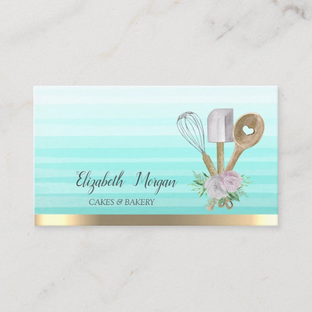 Bakery Pastry Hand Tools Stripe Ombre  Business Card (Front)