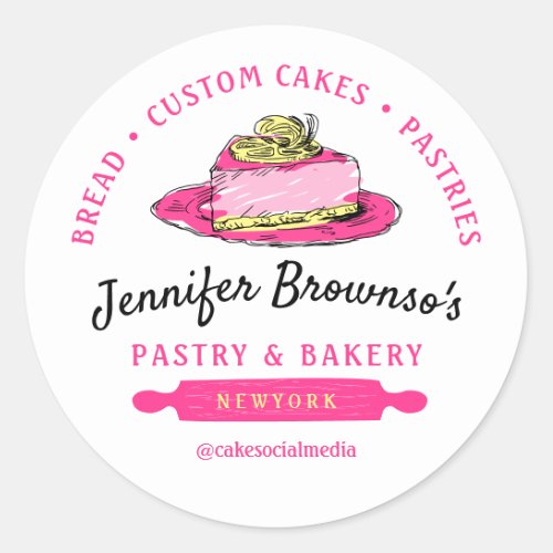 Bakery Pastry Lemon Cheesecake Slice Classic Round Sticker