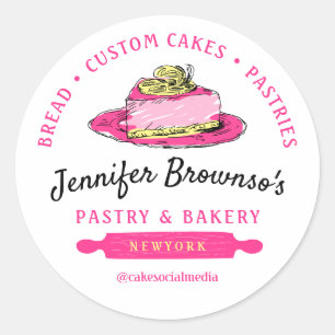 Bakery Pastry Lemon Cheesecake Slice Classic Round Sticker